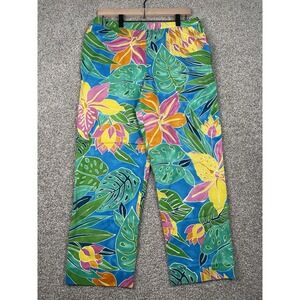 Lauren Ralph Lauren Multicolor Colorful Tropical Paisley Trouser Pants Sz 14